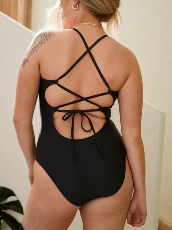 aerie Other - Black Aerie Strappy Lace Up Open Back 1 Piece Swimsuit